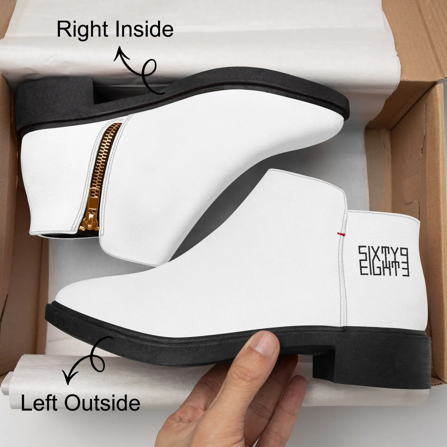 Sixty Eight 93 Logo Black White Suede Zipper Boots