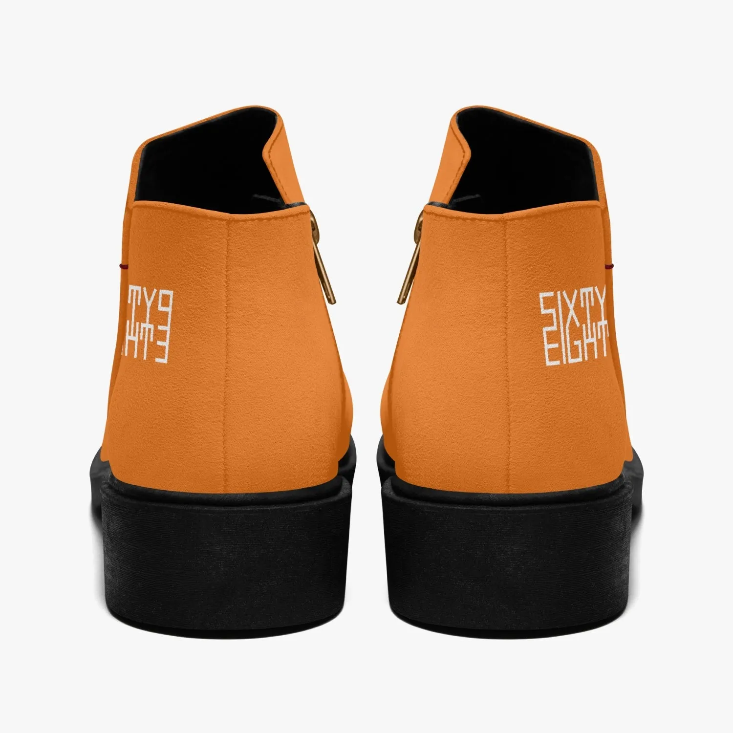 Sixty Eight 93 Logo White Orange Suede Zipper Boots