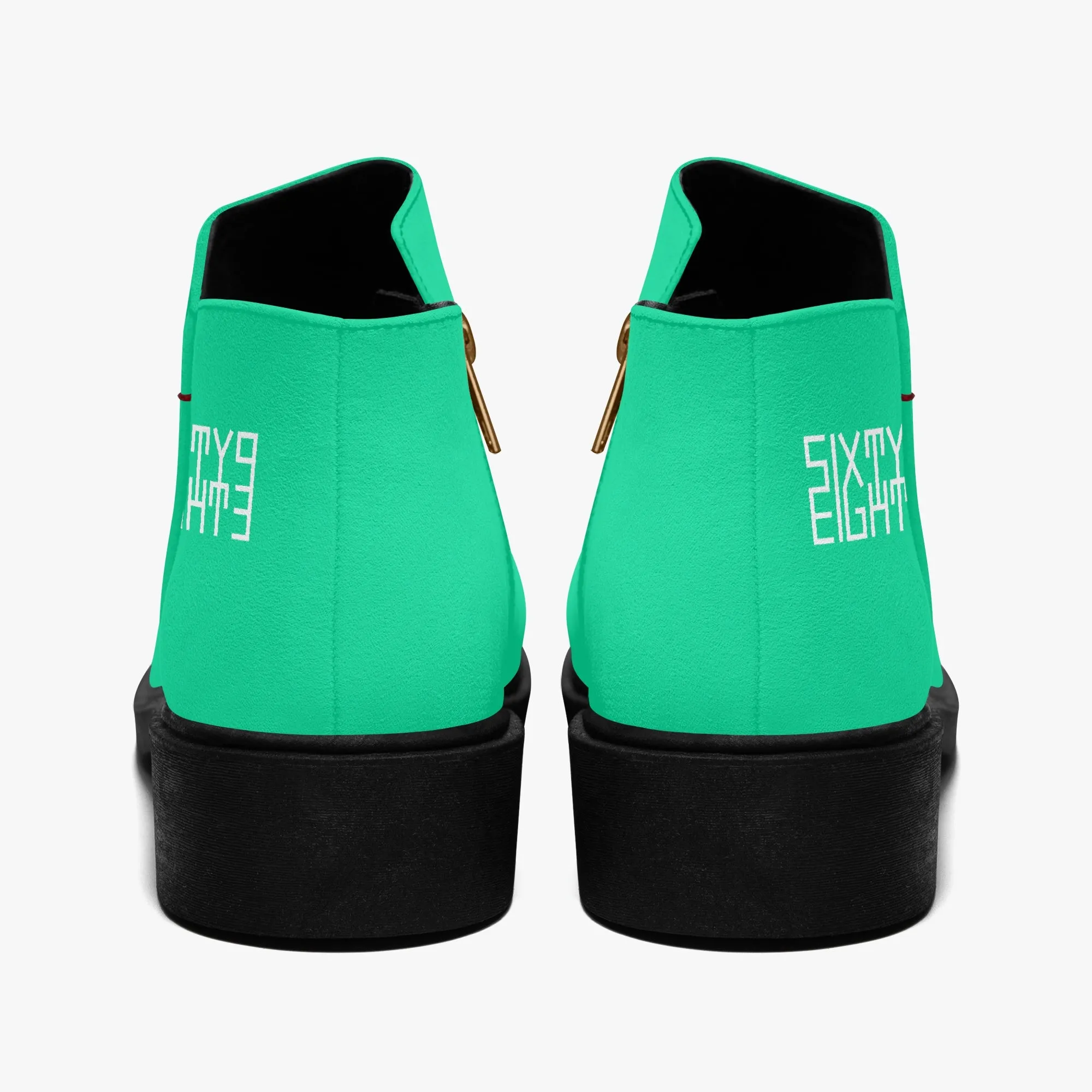 Sixty Eight 93 Logo White Sea Green Suede Zipper Boots