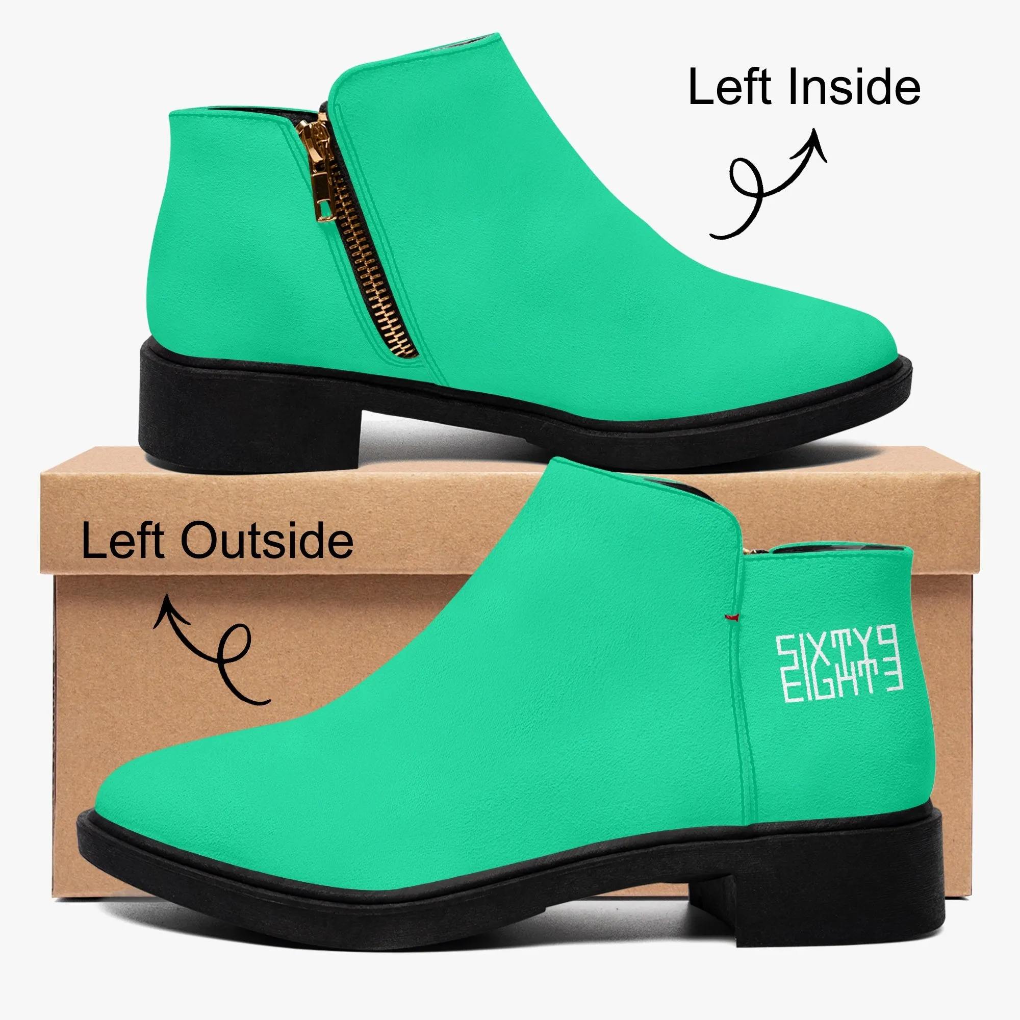 Sixty Eight 93 Logo White Sea Green Suede Zipper Boots