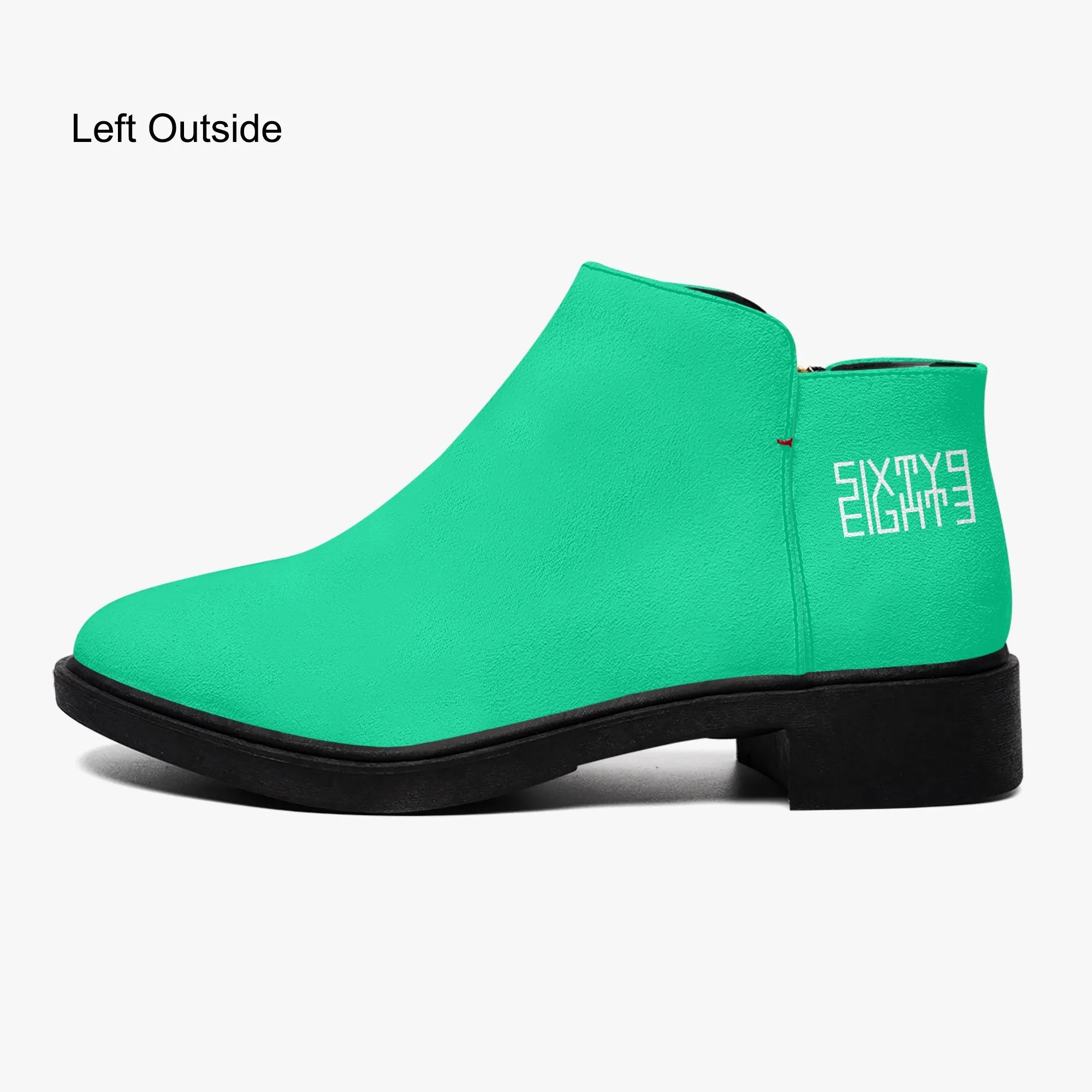 Sixty Eight 93 Logo White Sea Green Suede Zipper Boots