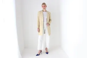 Sleek, Minimal 90s {Real Leather} Custom Made Ecru Cream Long Coat