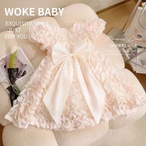 Solid Puff Elegant Apricot Dress
