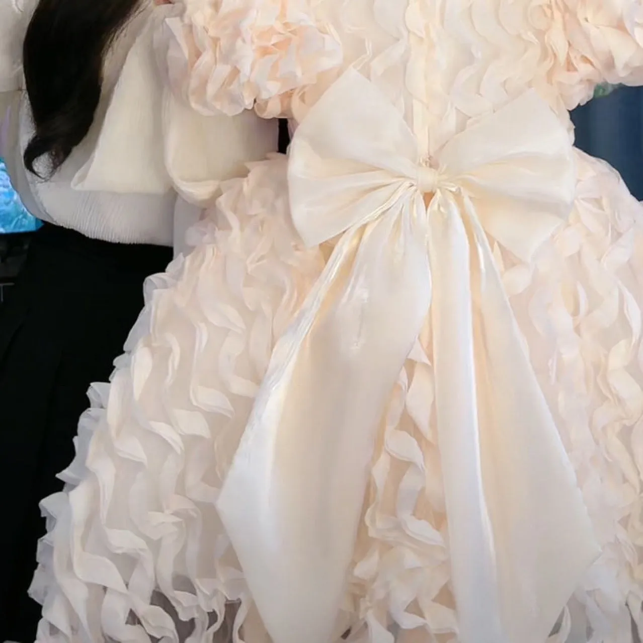 Solid Puff Elegant Apricot Dress