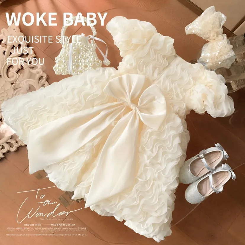 Solid Puff Elegant Apricot Dress
