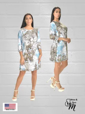 Straight Hemline Dress with Sweetheart neckline 3/4 Sleeves - D2080