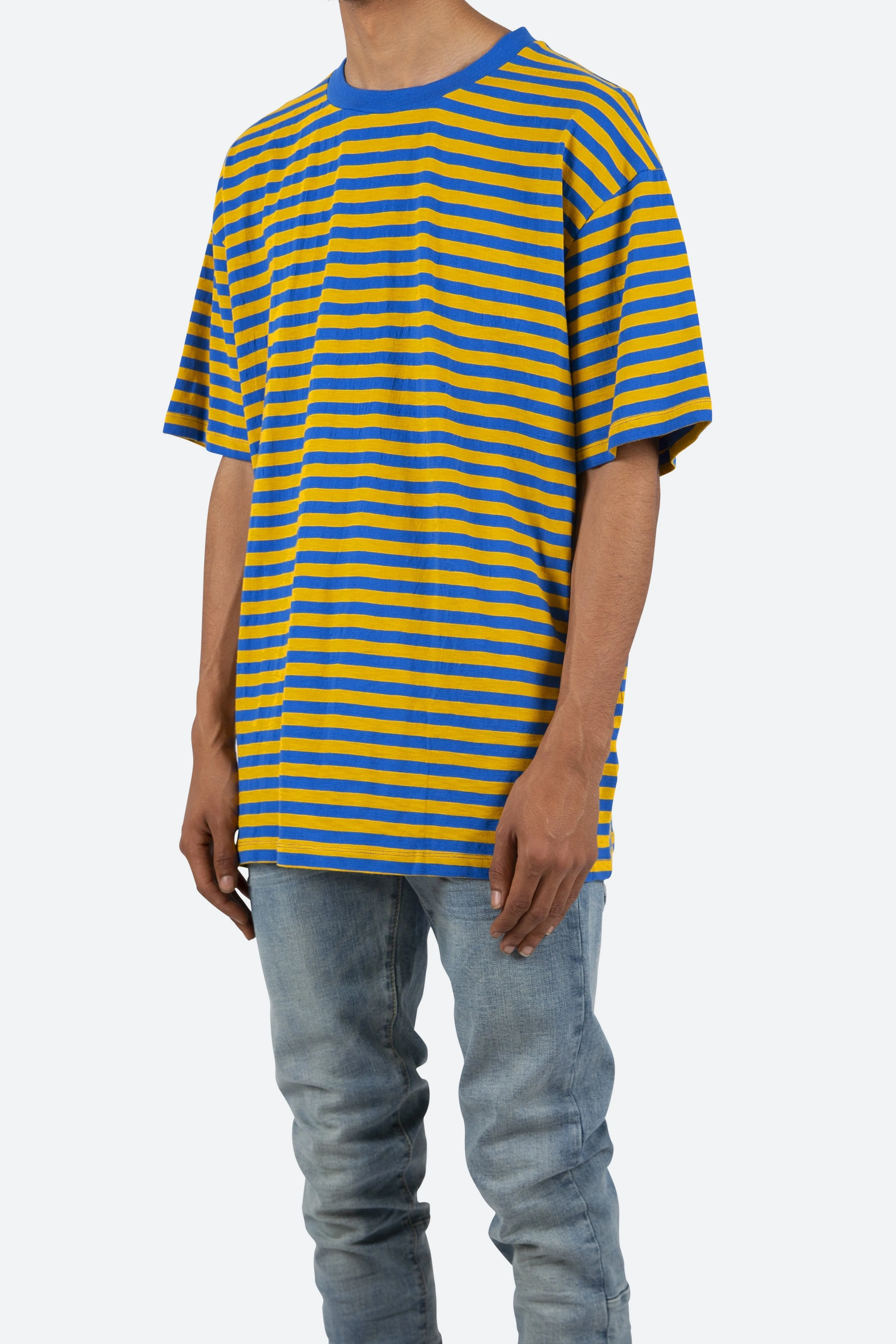 Striped Boxy Tee - Blue/Yellow