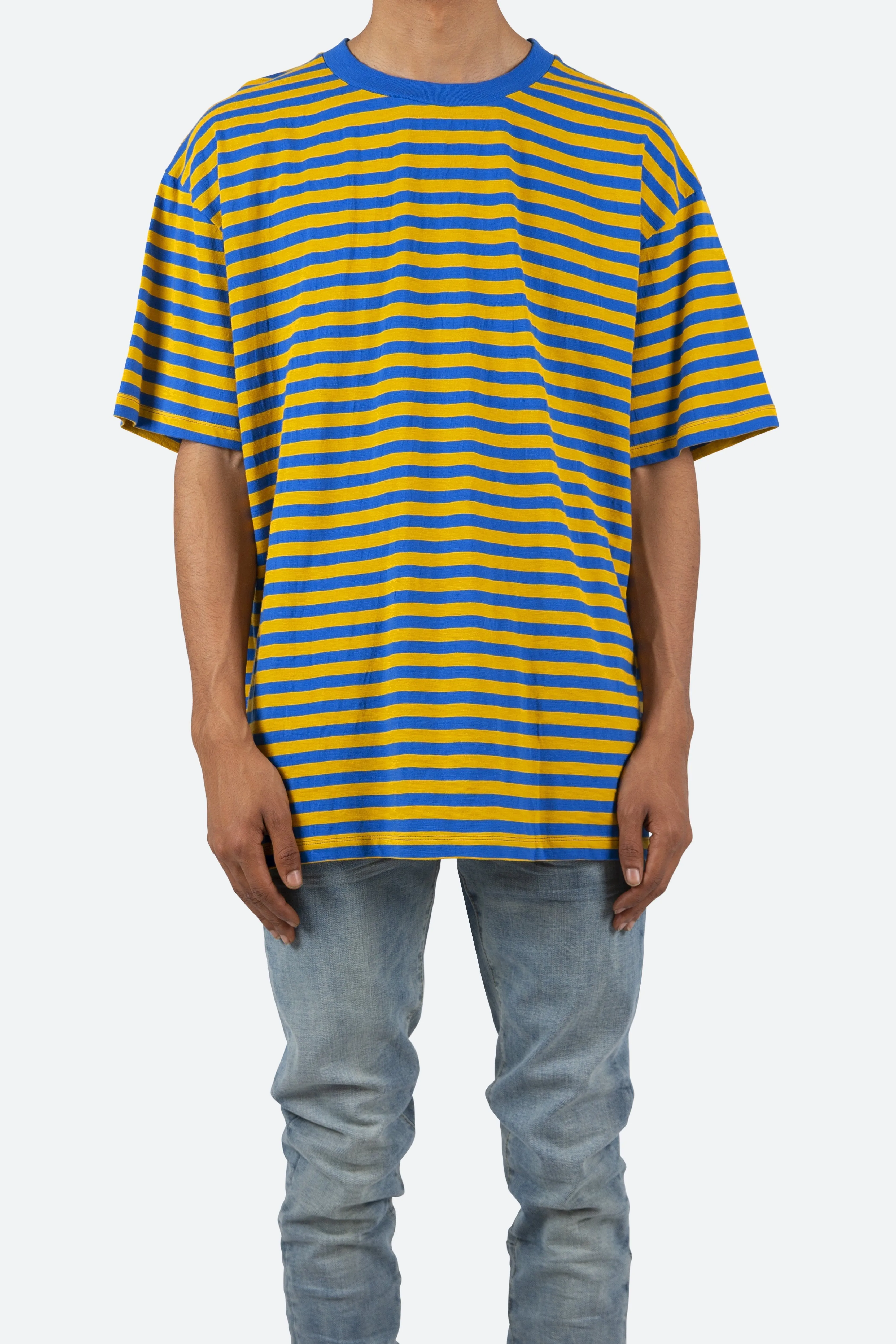 Striped Boxy Tee - Blue/Yellow