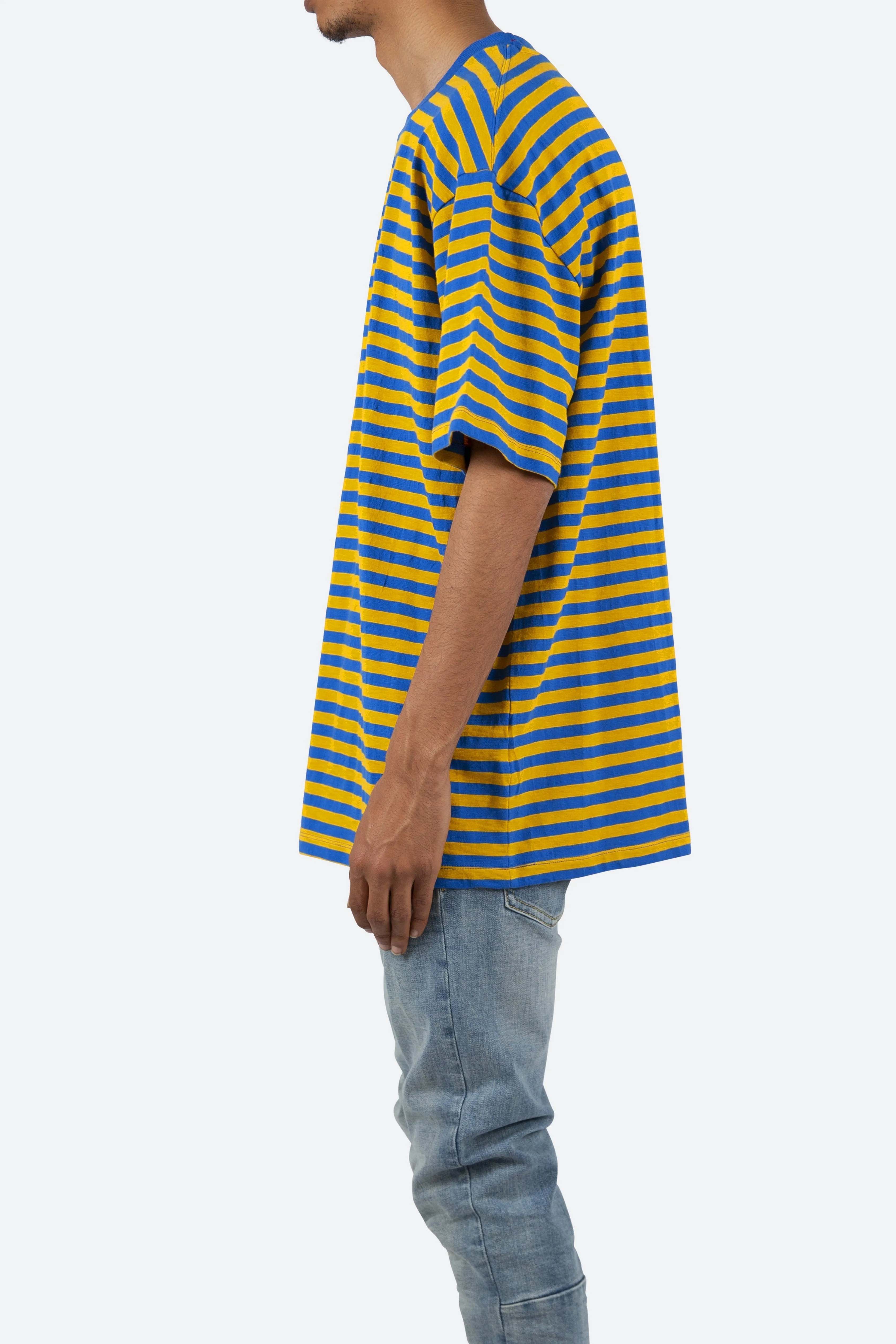 Striped Boxy Tee - Blue/Yellow