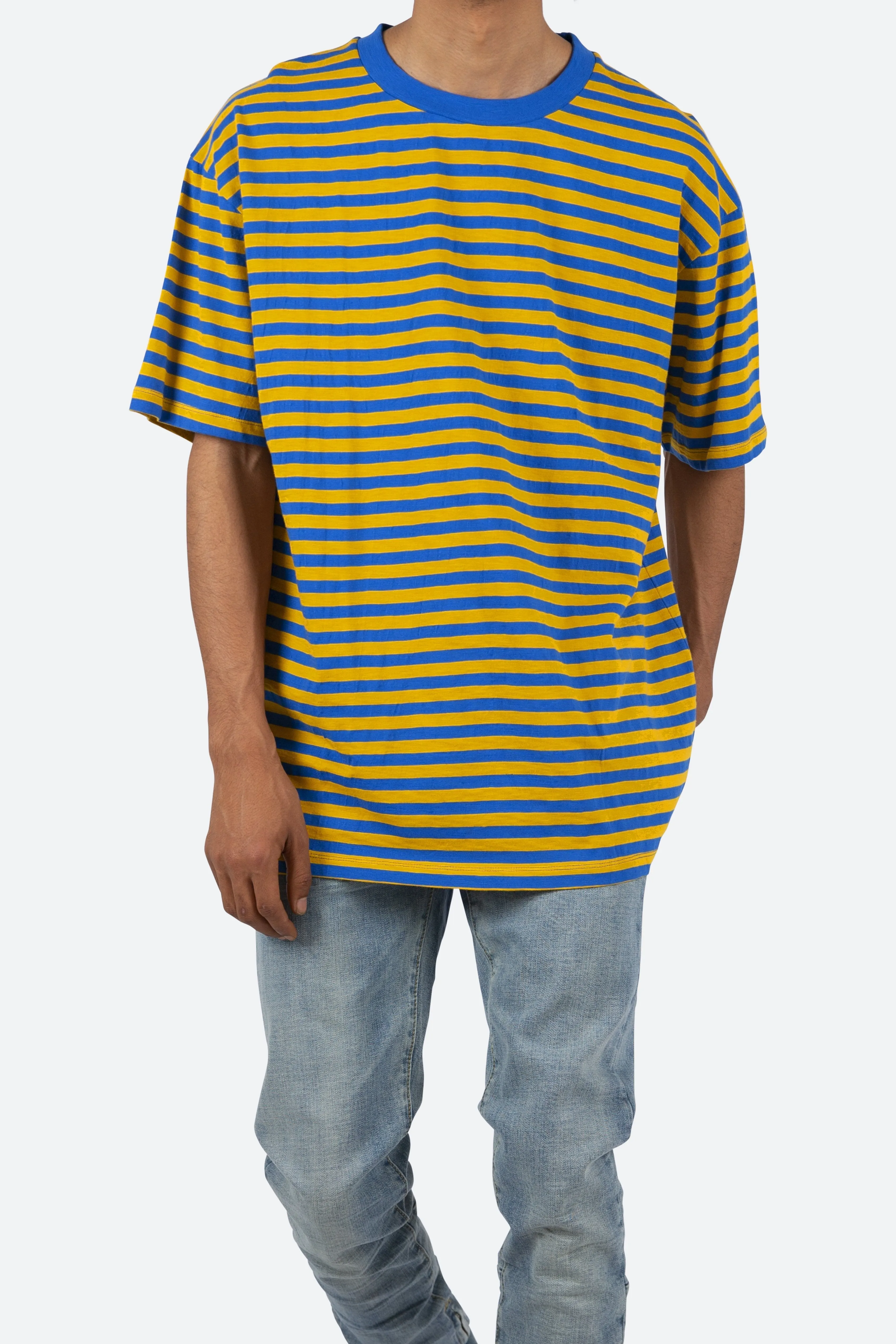 Striped Boxy Tee - Blue/Yellow