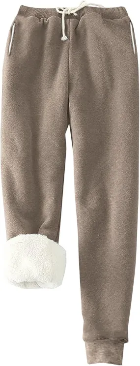 Sweatpants for Women Sherpa Lined Fleece Joggers Casual Lounge Pants Baggy Drawstring Sweat Pants with Pockets