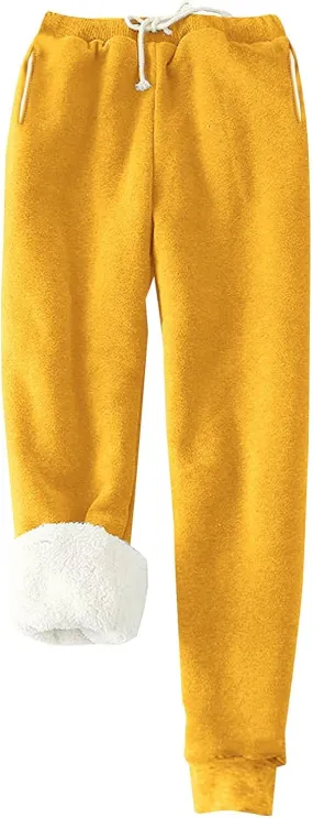 Sweatpants for Women Sherpa Lined Fleece Joggers Casual Lounge Pants Baggy Drawstring Sweat Pants with Pockets