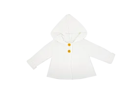 Textured Knit Baby's Hooded Coat - White