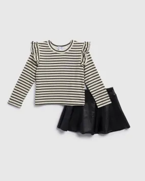 Toddler Girls Paris Stripe Skirt Set