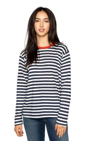 Velvet by Graham & Spencer Renny Slub Knit Stripe Long Sleeve Tee