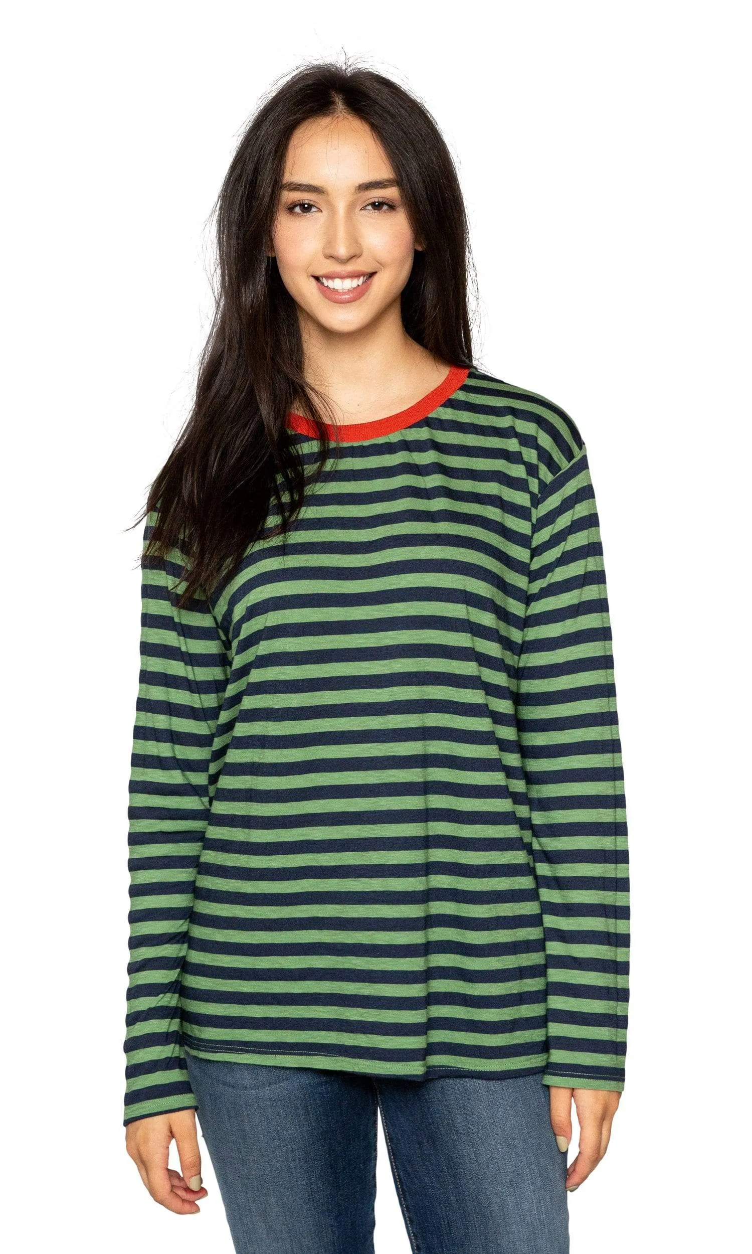 Velvet by Graham & Spencer Renny Slub Knit Stripe Long Sleeve Tee