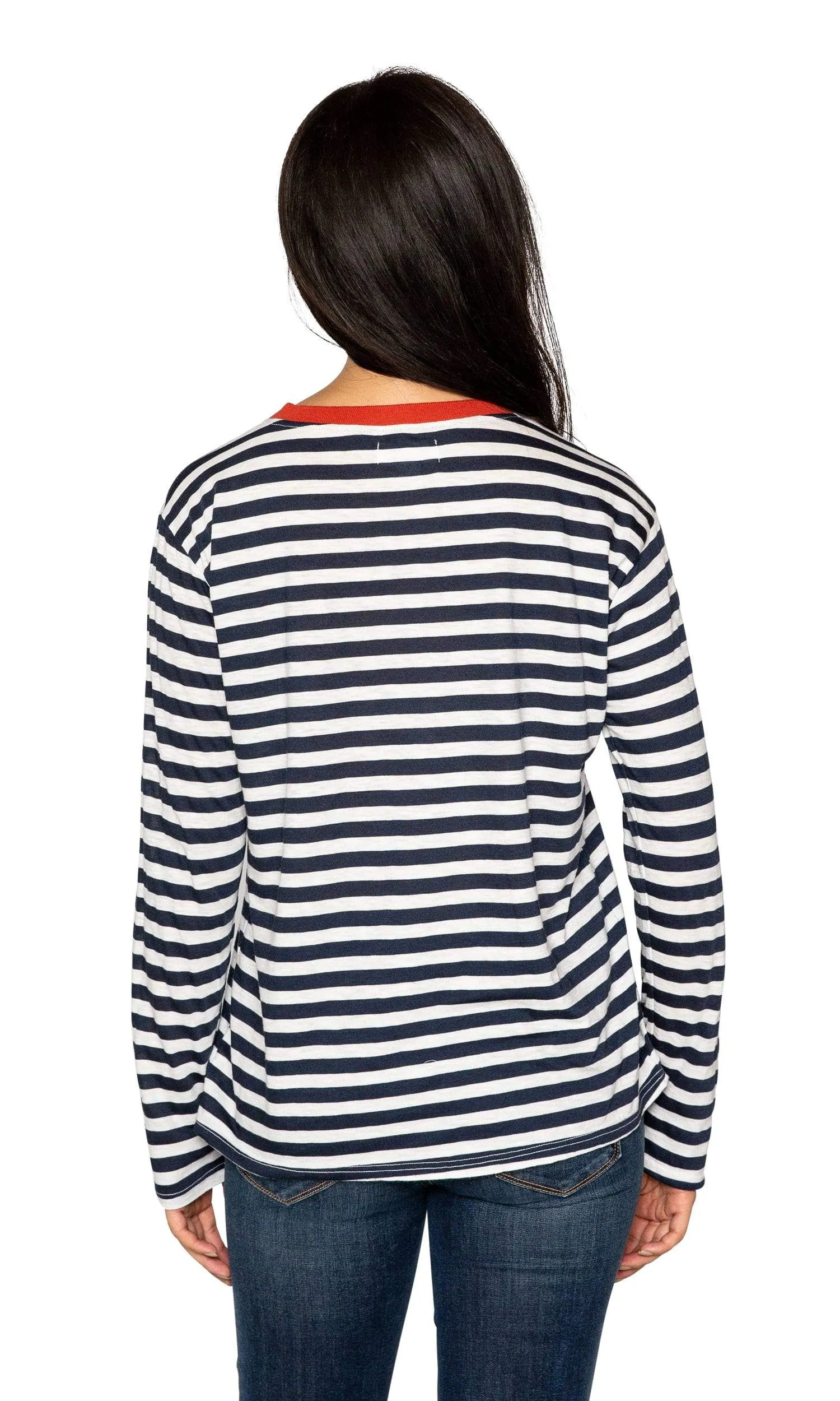 Velvet by Graham & Spencer Renny Slub Knit Stripe Long Sleeve Tee