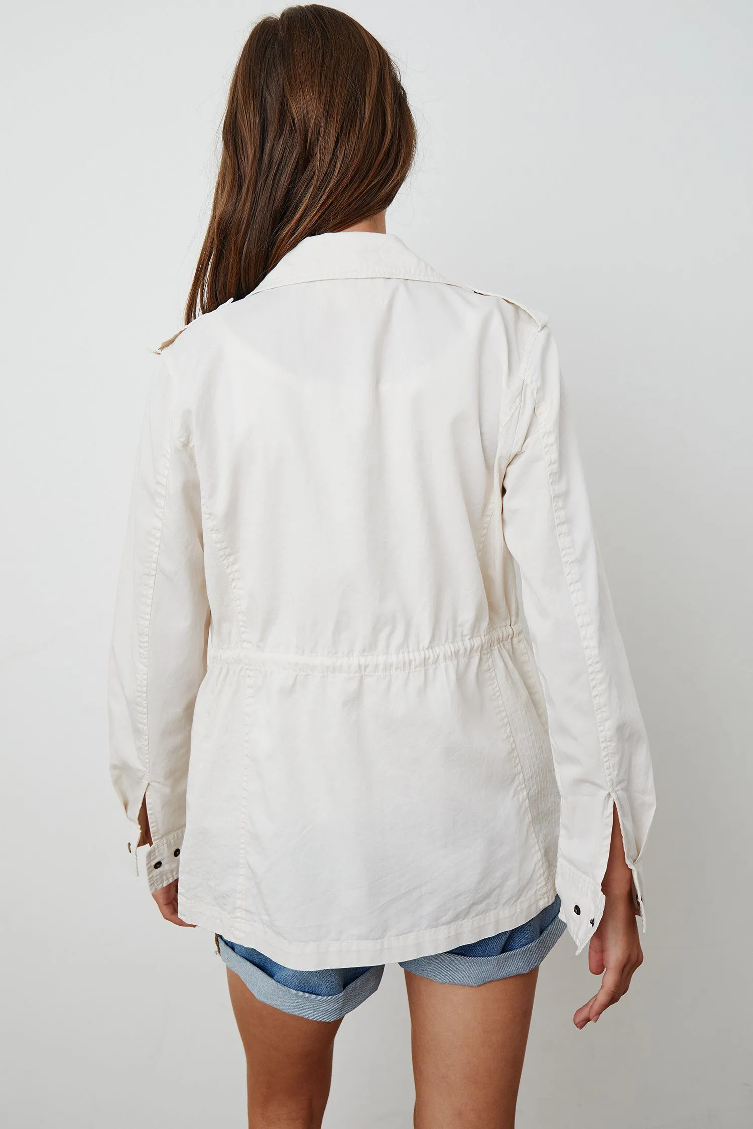 Velvet Ruby Cotton Twill Jacket- Ecru