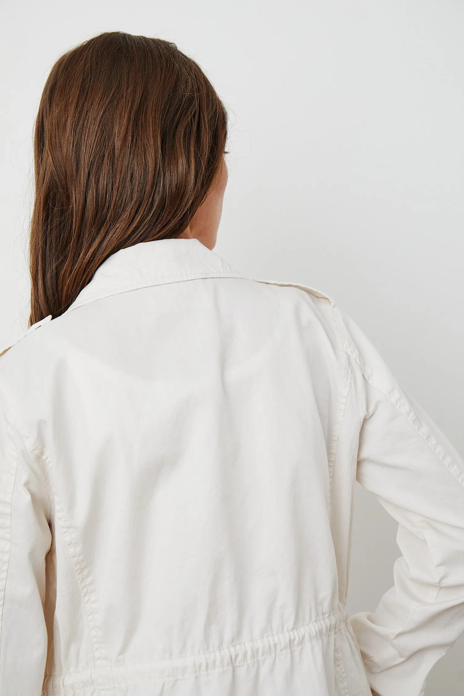 Velvet Ruby Cotton Twill Jacket- Ecru