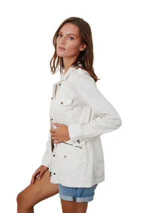 Velvet Ruby Cotton Twill Jacket- Ecru