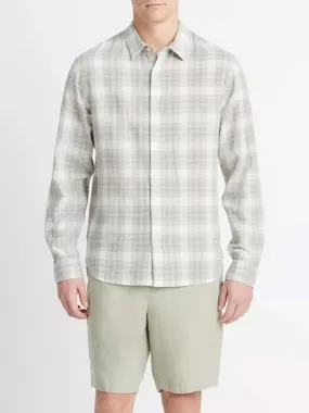 Vince Salton Plaid Long-Sleeve Shirt in Alabaster/Dried Cactus