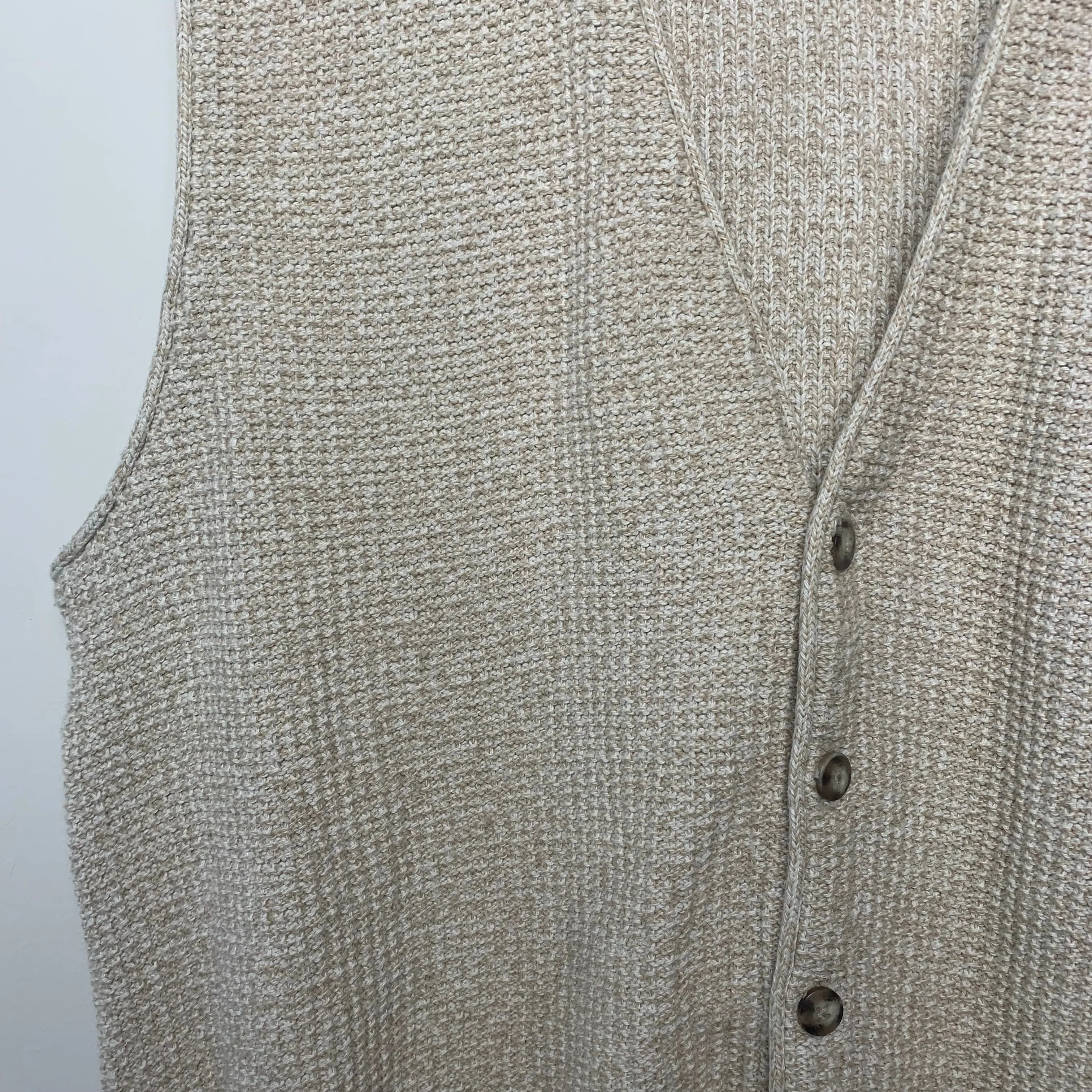 Vintage Eddie Bauer Oatmeal Sweater Vest Medium Made in the USA Cotton Knit