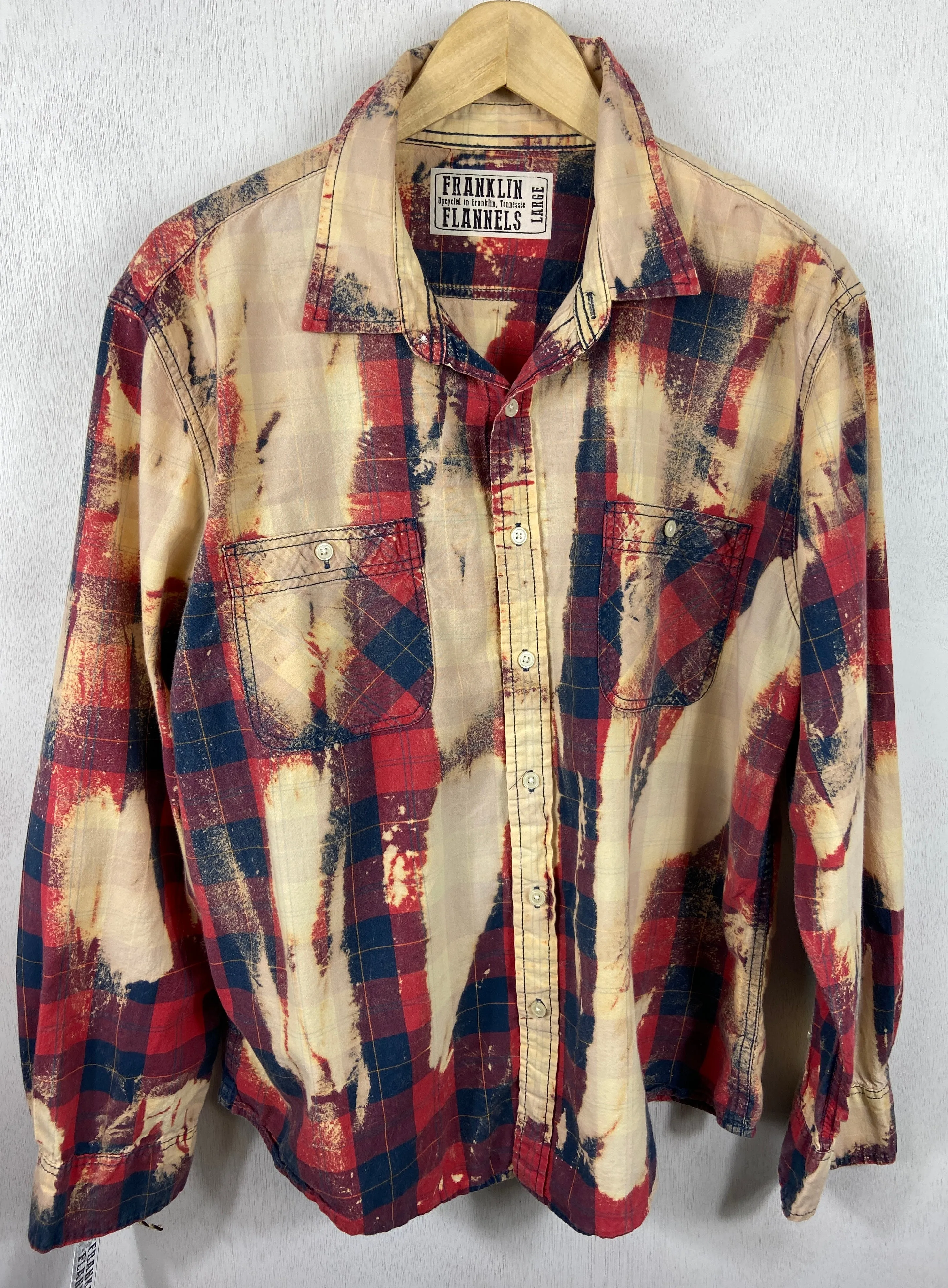 Vintage Red, Navy and Gold Lightweight Cotton Size Large