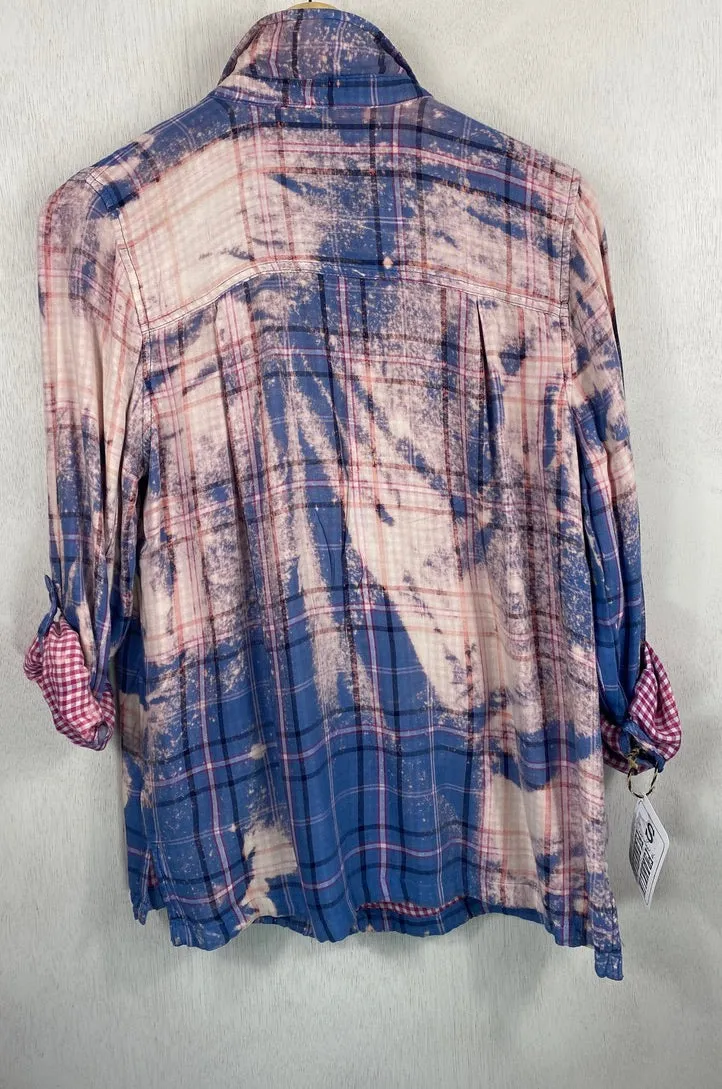 Vintage Royal Blue, White and Pink Lightweight Cotton Size Small