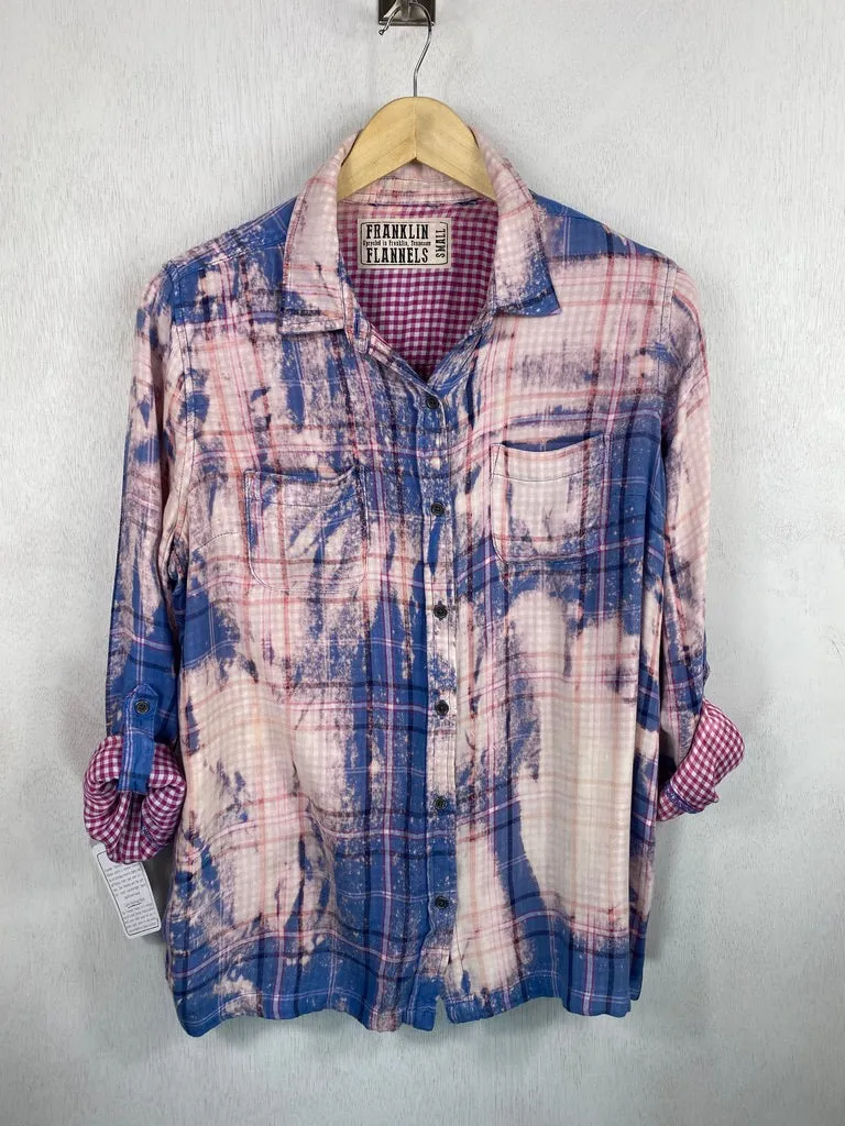 Vintage Royal Blue, White and Pink Lightweight Cotton Size Small