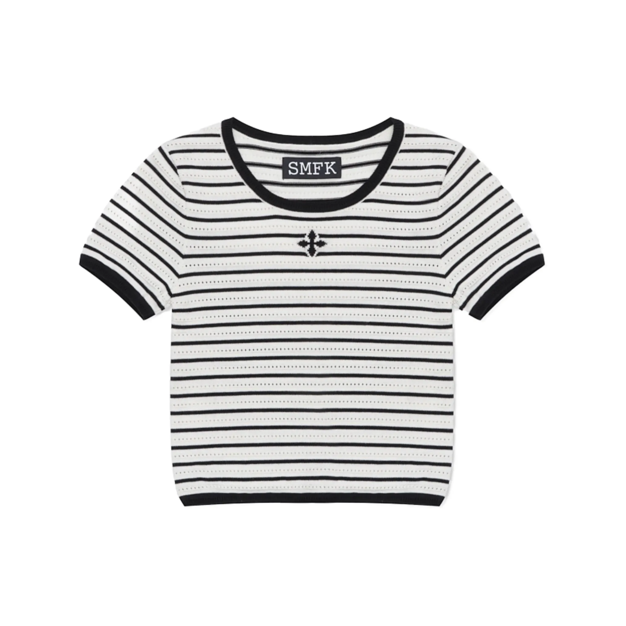 Vintage School Striped Knit Tee White