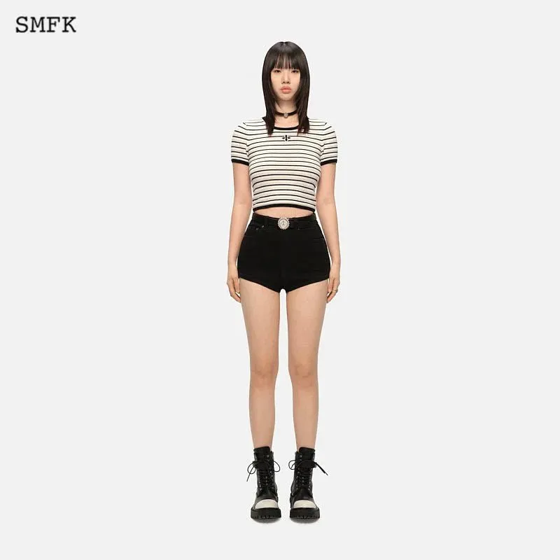 Vintage School Striped Knit Tee White