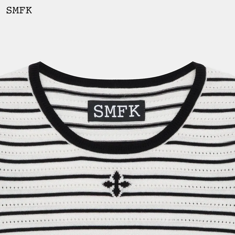 Vintage School Striped Knit Tee White