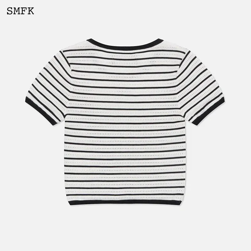 Vintage School Striped Knit Tee White