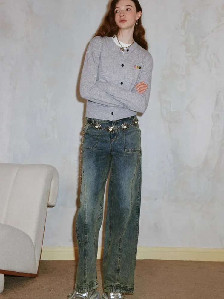 Washed straight jeans【s0000006410】