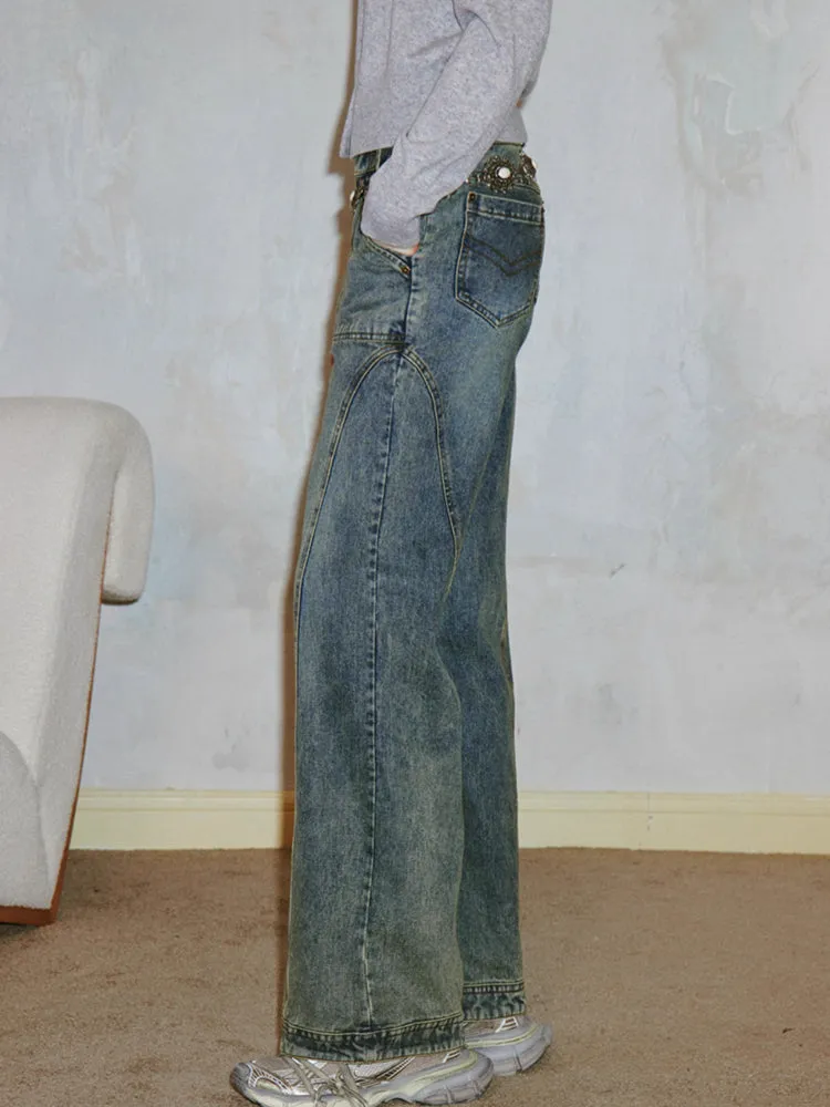 Washed straight jeans【s0000006410】