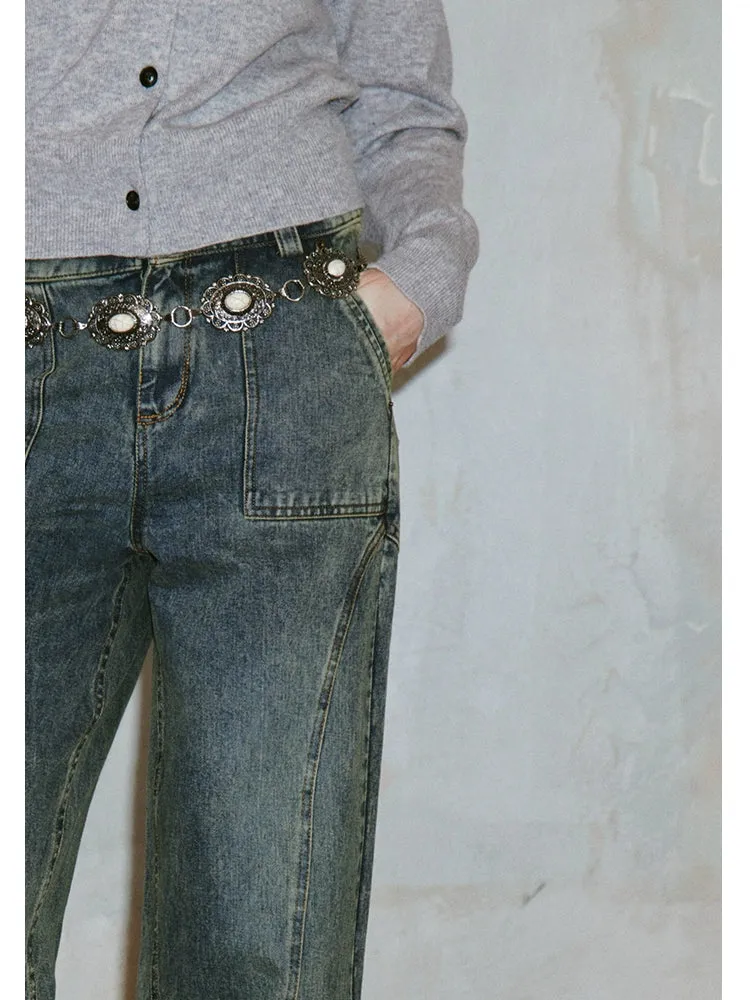 Washed straight jeans【s0000006410】