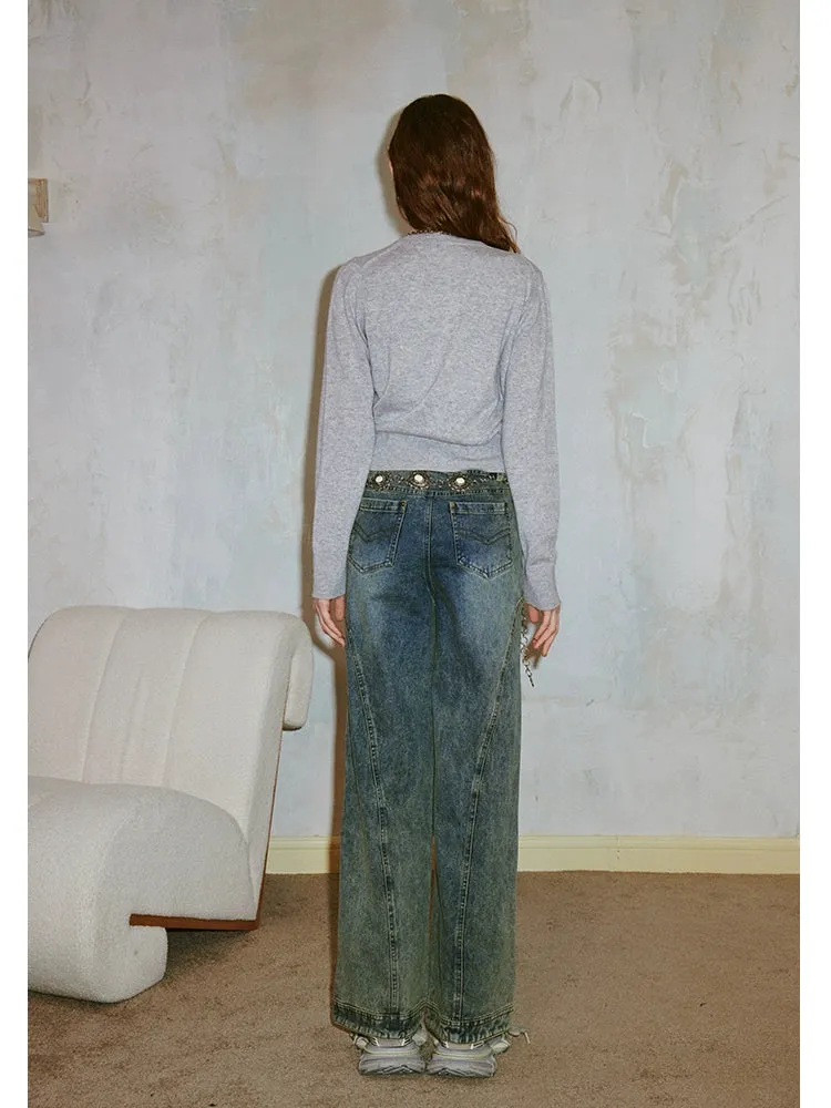 Washed straight jeans【s0000006410】