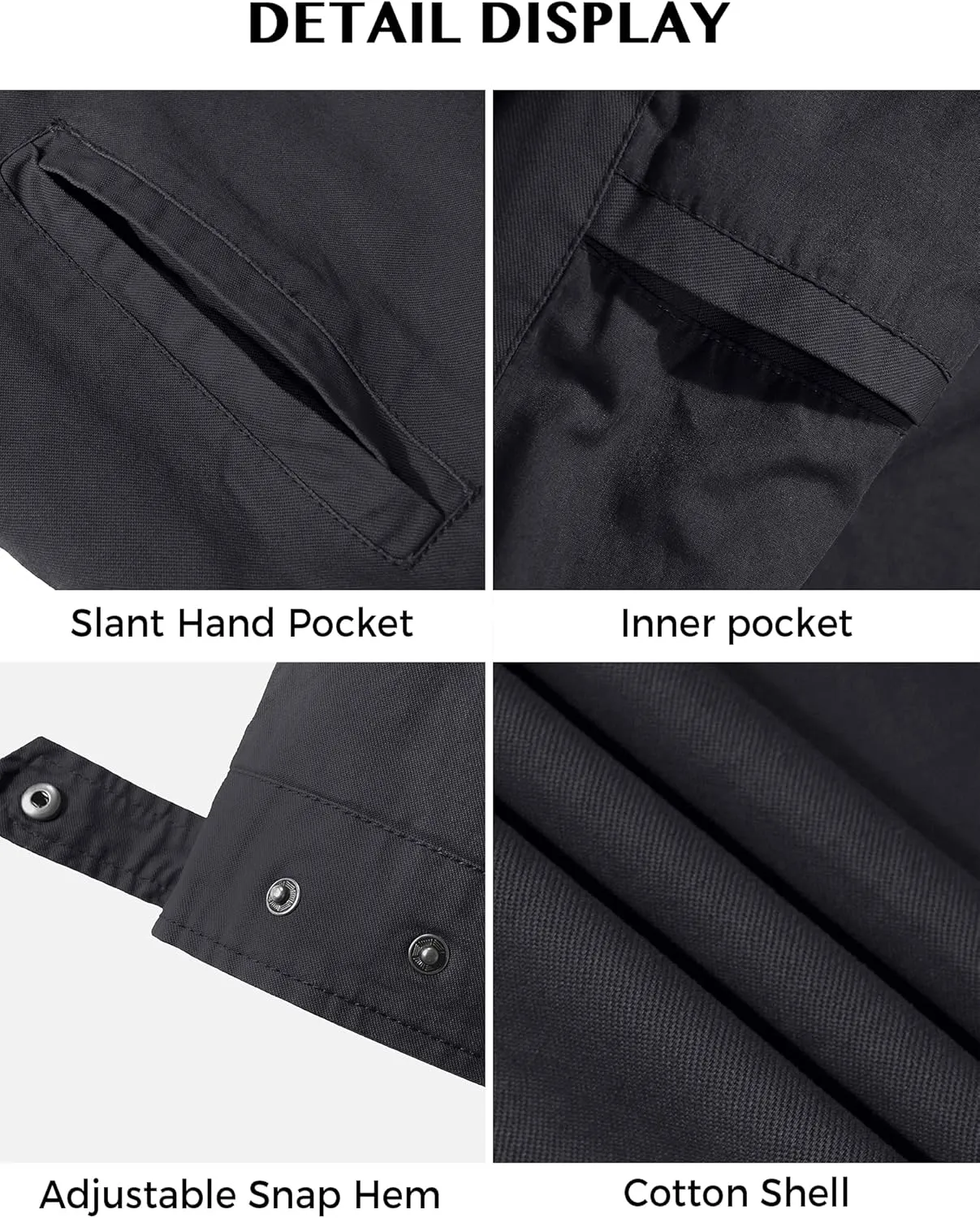 WenVen Men's Lightweight Military Cotton Jacket Casual Spring Lapel Work Coat