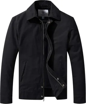 WenVen Men's Lightweight Military Cotton Jacket Casual Spring Lapel Work Coat
