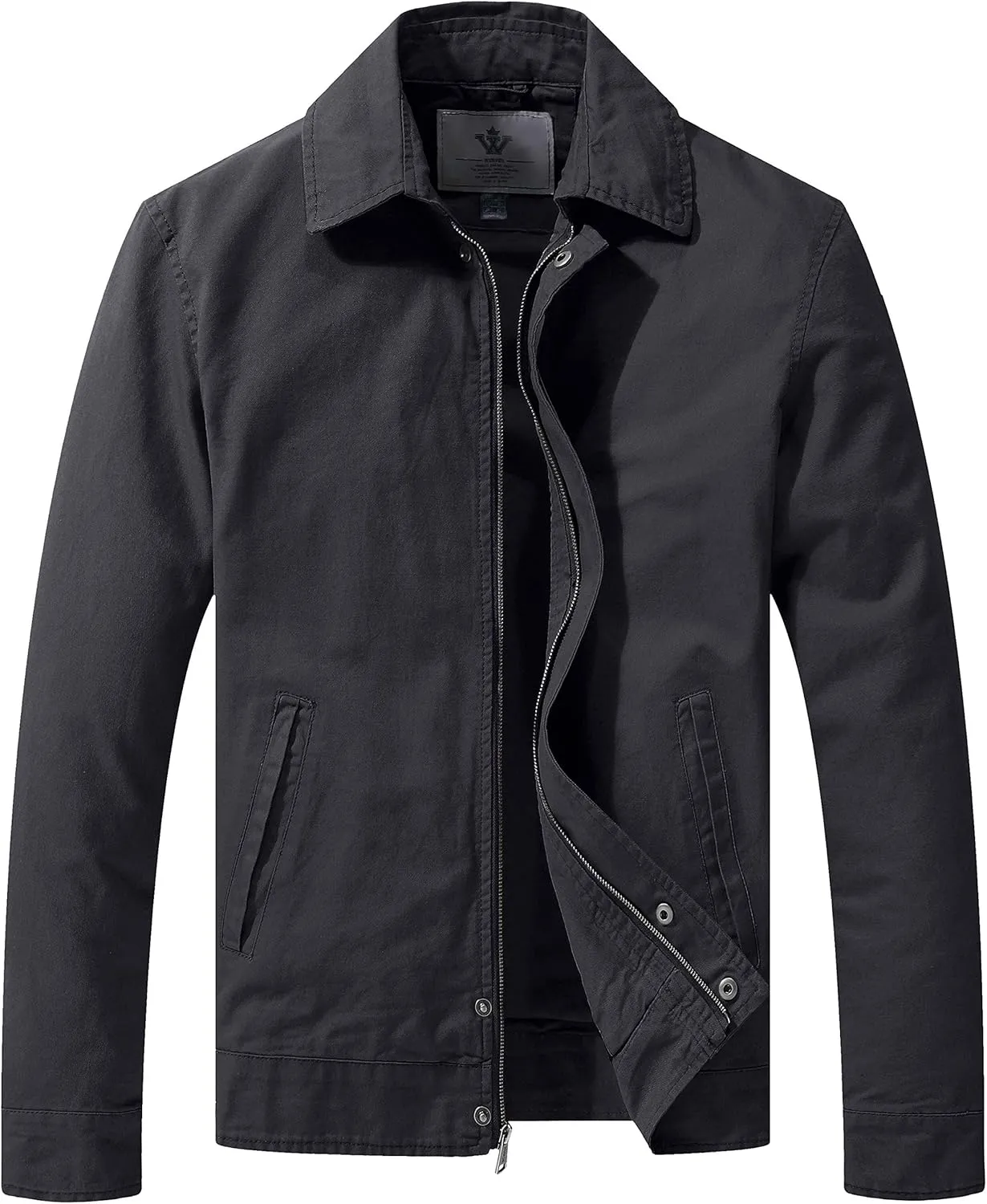 WenVen Men's Lightweight Military Cotton Jacket Casual Spring Lapel Work Coat