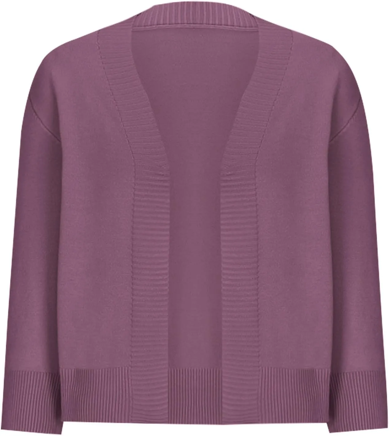 Women Elegant Knit Cropped Cardigan 3/4 Sleeve Lightweight Comfy Shrugs Fall Casual Solid Open Front Bolero Outwear