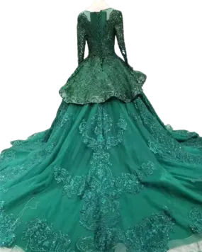 Women Elegant long train sequin evening dress