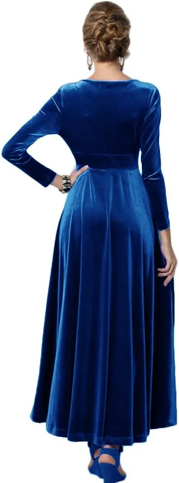 Women Elegant Velvet Long Dress Evening Party Dancing Dress Christmas Maxi Dress