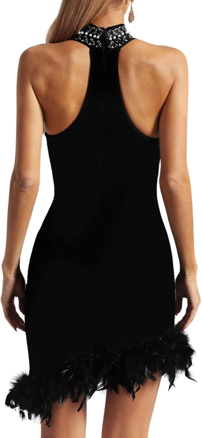 Women Sexy Elegant Sparkly Rhinestone Birthday Cocktail Party Club Night Outfit Prom Dress Evening Dress