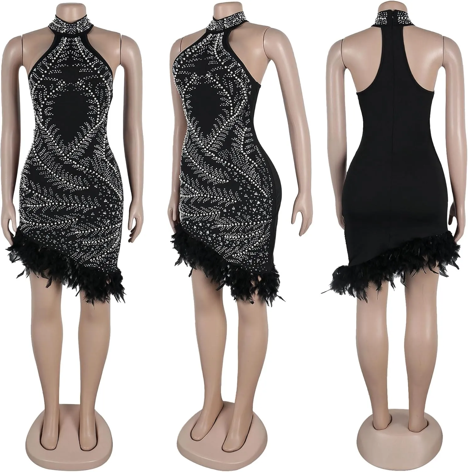 Women Sexy Elegant Sparkly Rhinestone Birthday Cocktail Party Club Night Outfit Prom Dress Evening Dress