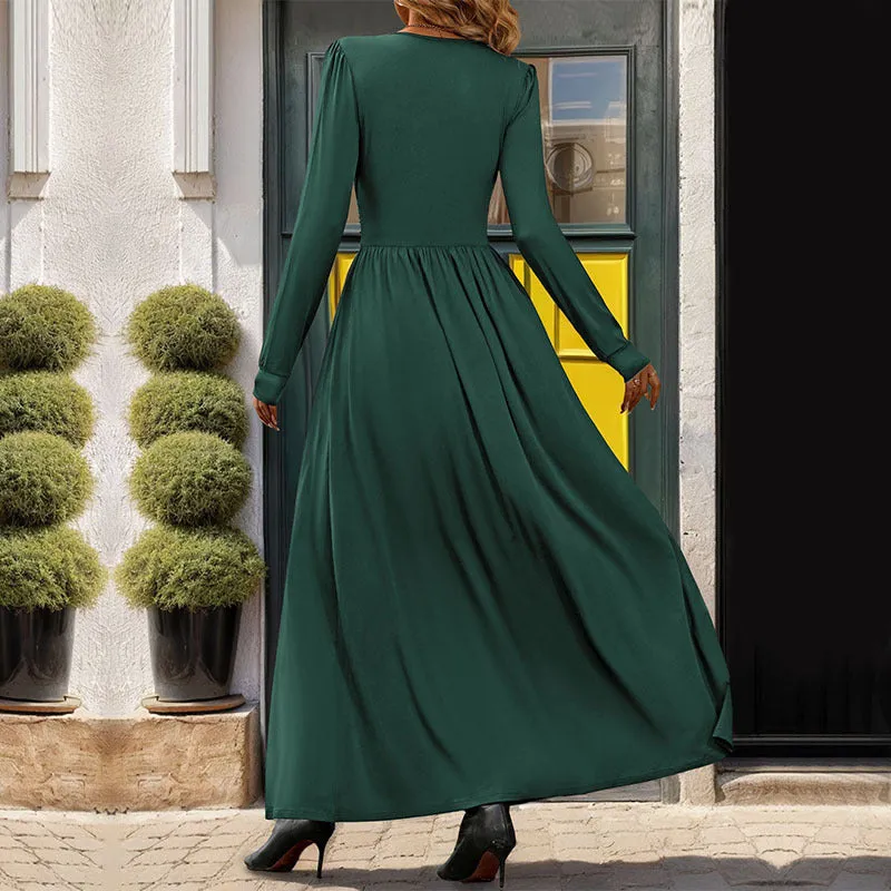 Women's Deep V-Neck Slit Slim-fitting Elegant Dress