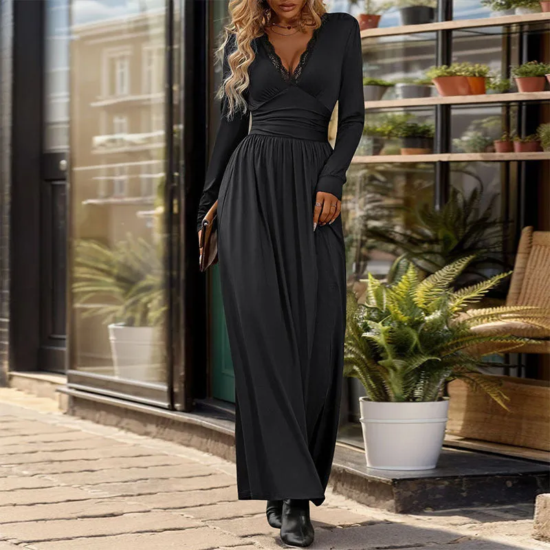 Women's Deep V-Neck Slit Slim-fitting Elegant Dress