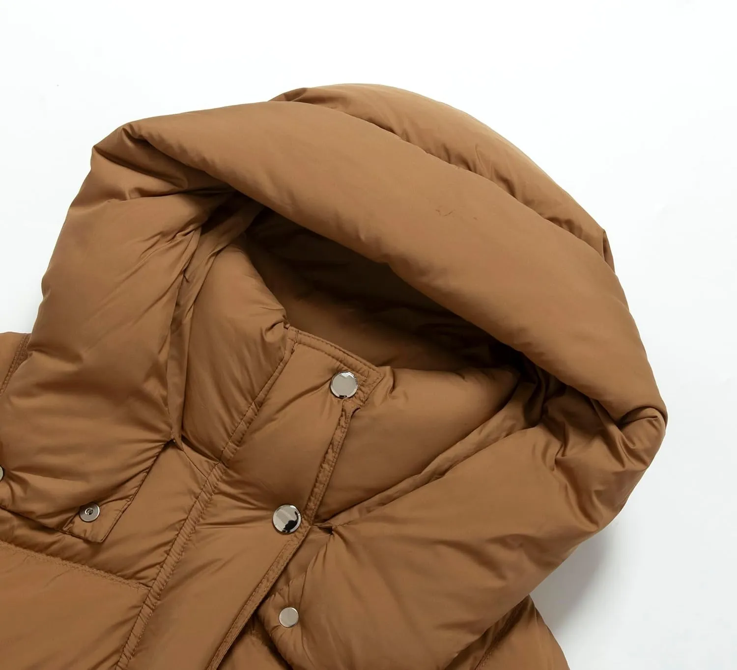Women's Down Puffer Jacket with Hood Hooded Warm Fleece Cuffs Lightweight Full-Zip Puffer Jacket Coat