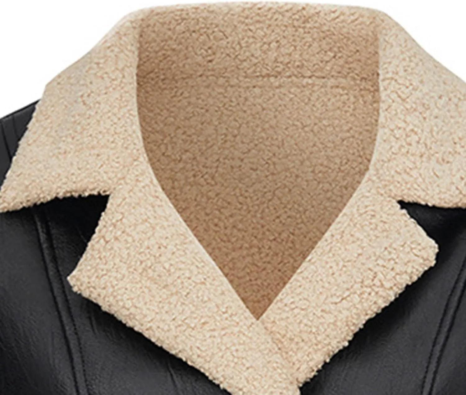 Women's Faux Leather Jacket Sherpa Fleece Lined Winter Coat Thicken Warm Zip Up Lapel Moto Bomber Biker Jackets