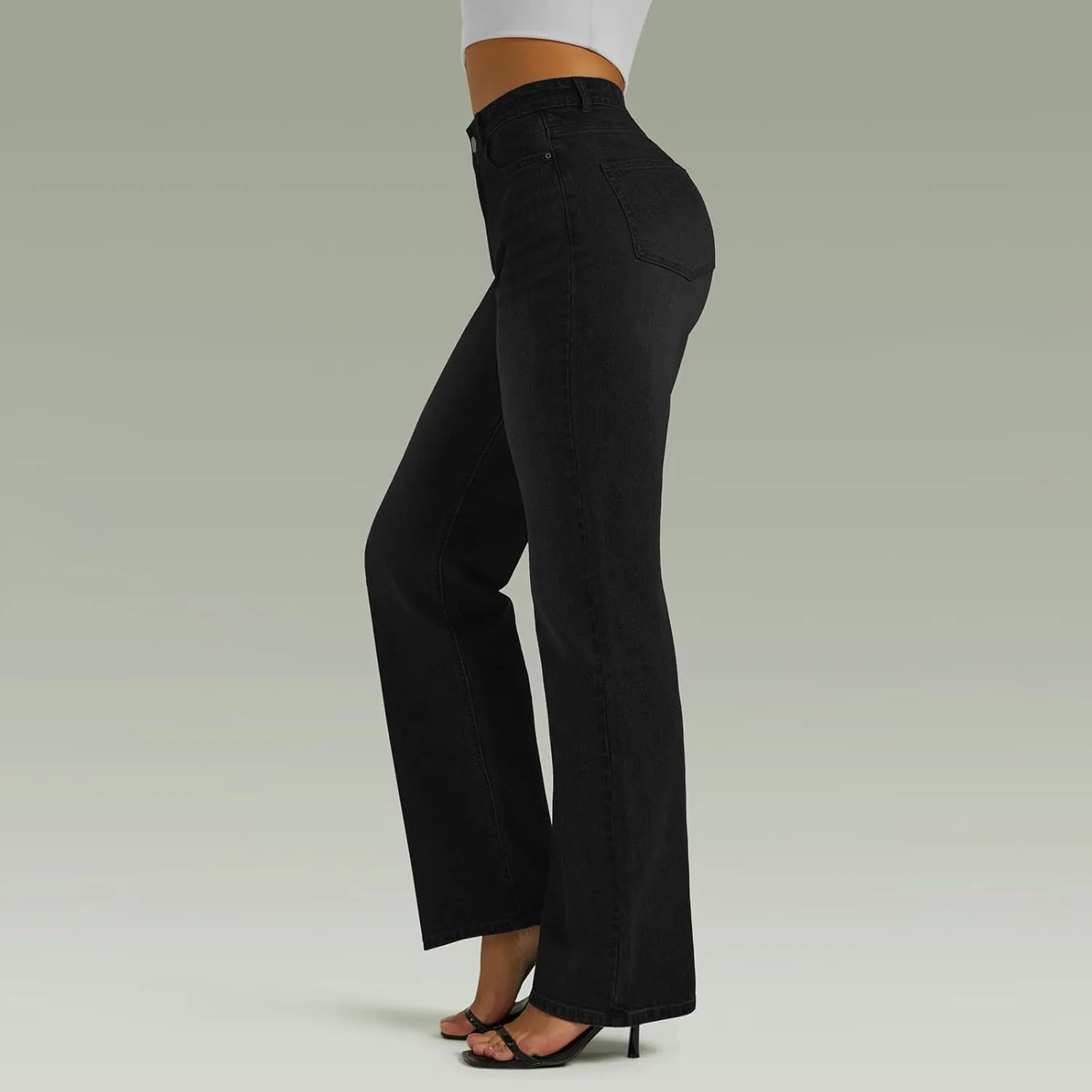 Women's High-Waisted Washed Versatile Straight Fashion Dressy Casual Jeans